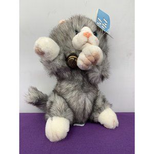 Kids of America Corp  2000 Plush Pals, Gray Black Fur Kitten Blue Eyes Pink Nose